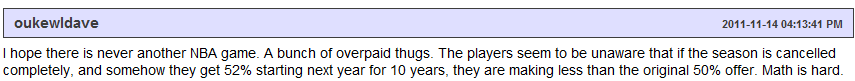 "Overpaid Thugs" is also the name of my fantasy basketball team.